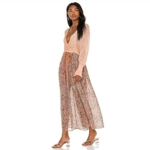 Free People Pluto Wrap Semi-Sheer Long Sleeve Sweater Top in Rose Wine XS - Picture 4 of 11